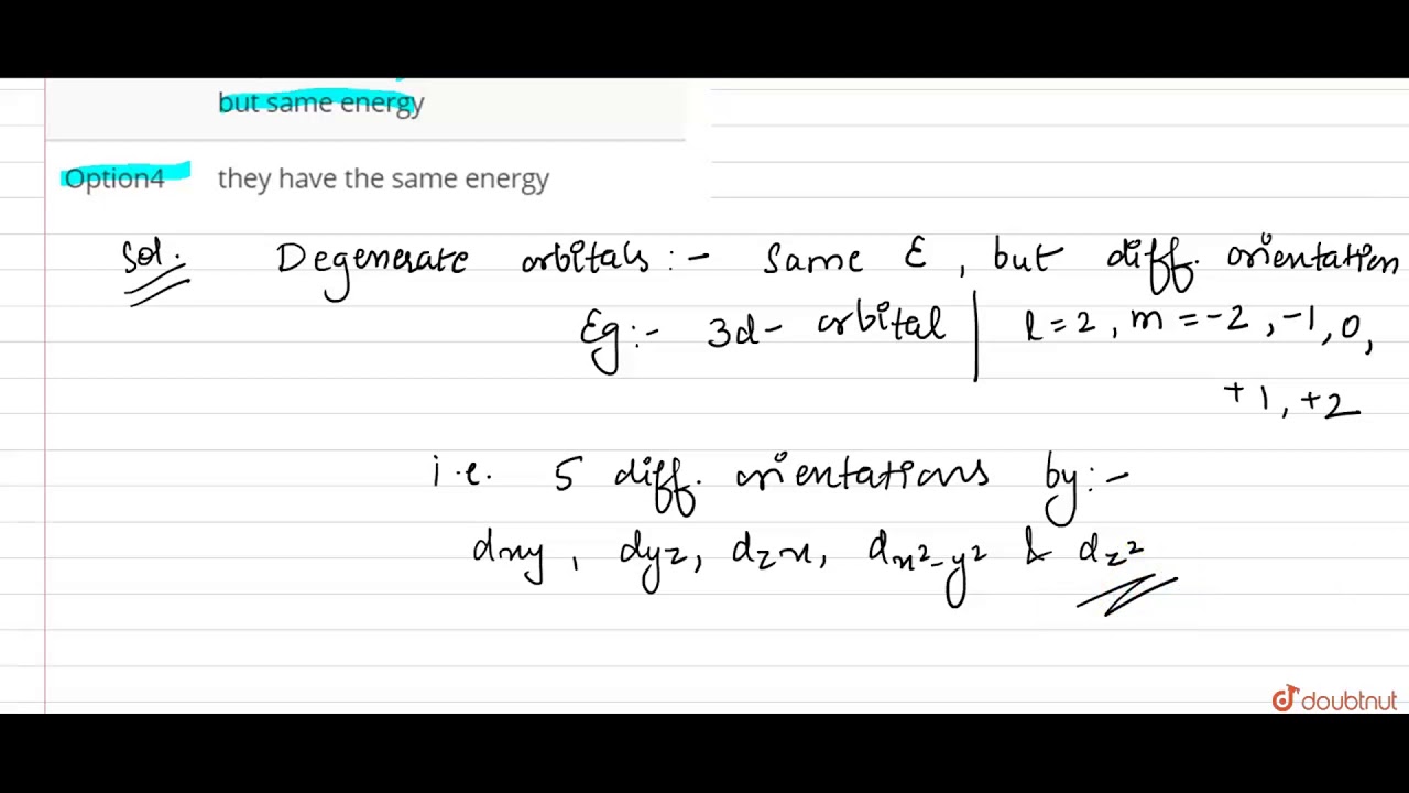 The orbitals are called degenerate when YouTube