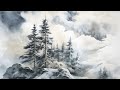 Learn to watercolor  winter landscape