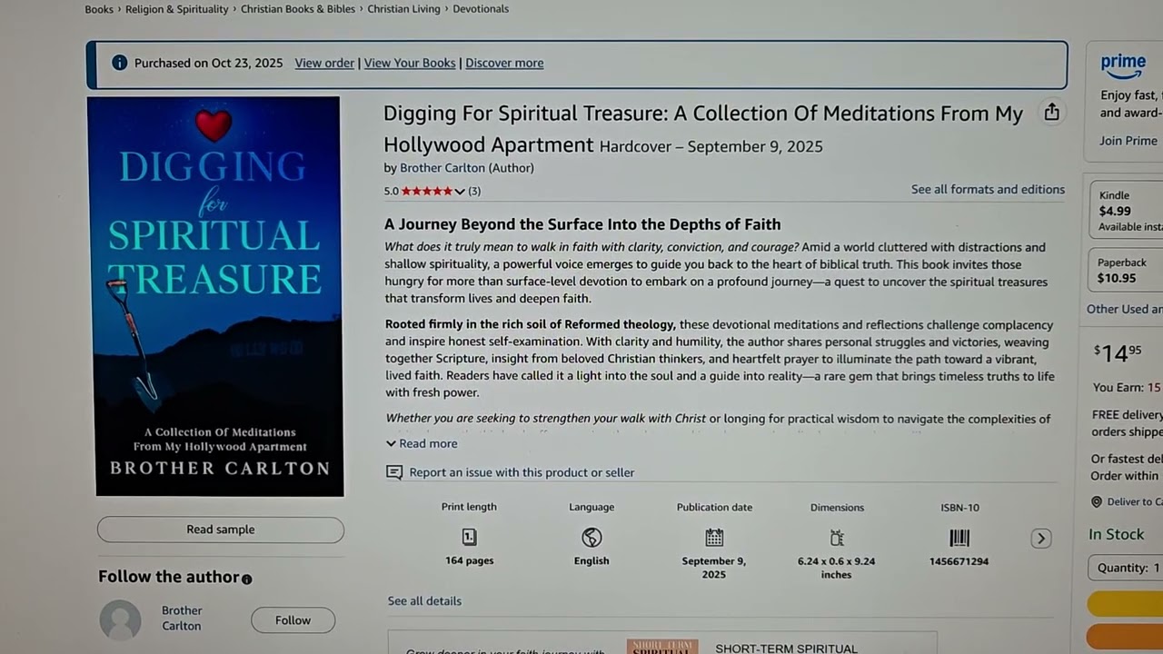 "Digging For Spiritual Treasure:  A Collection of Meditations From My Hollywood Apartment"