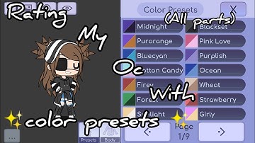 Rating my oc with ✨ color presets ✨ (all parts)