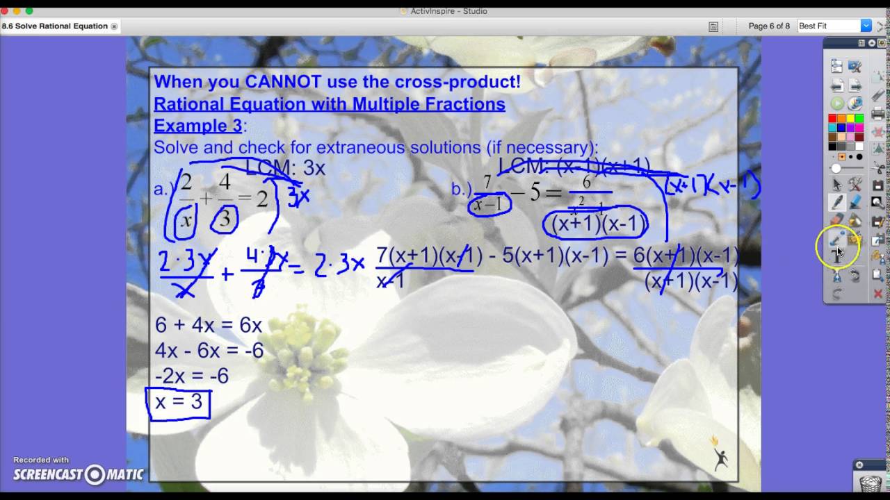 Lesson 8 6 Solve Rational Equations Part 2 - YouTube
