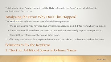 Resolving the KeyError When Dropping a Date Column in Pandas DataFrame
