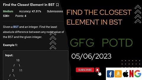 Find the Closest Element in BST Medium ||  @gfg @CodeThurst @leetcode