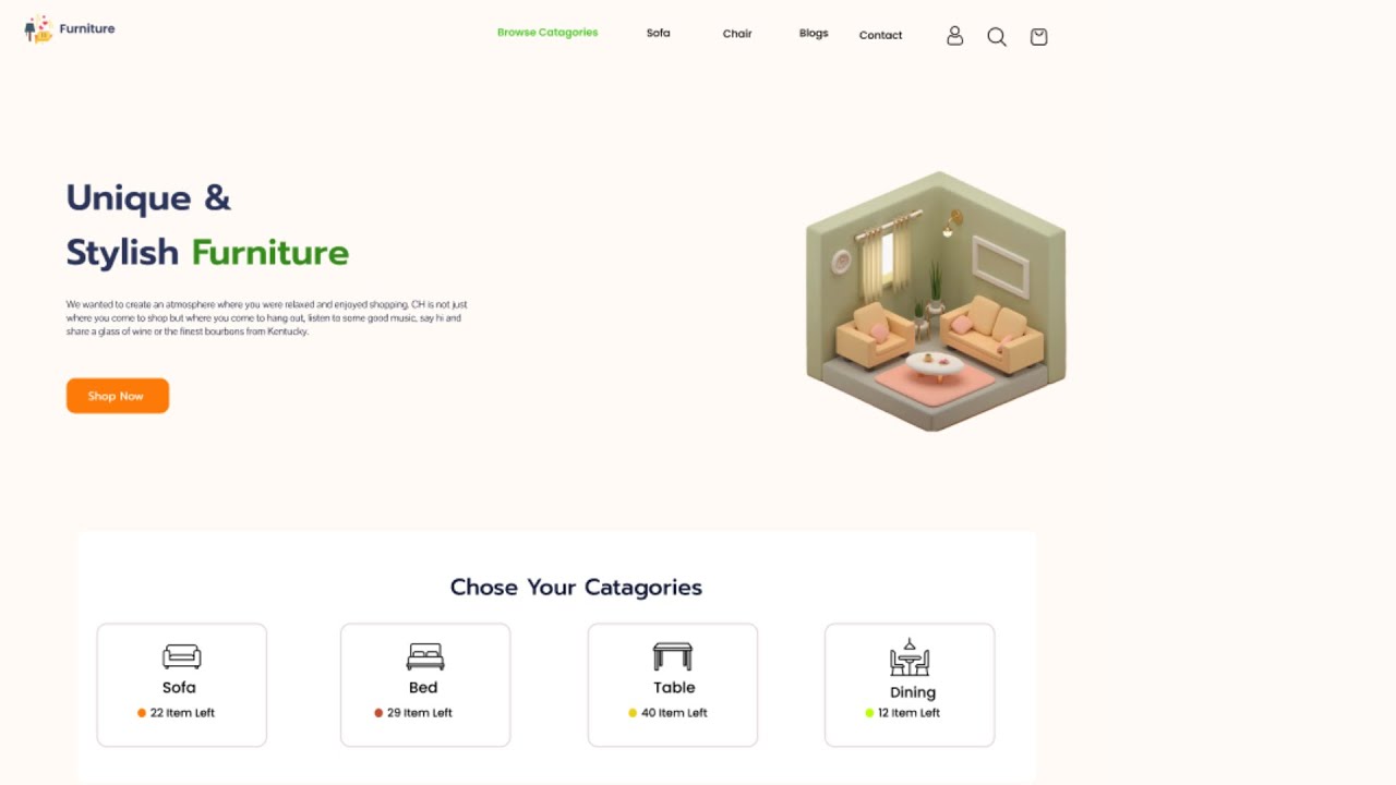Modern Furniture Website Design in Figma | UI/UX Design for Ecommerce