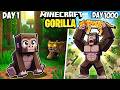 I Survived 1000 Days as a GORILLA in Minecraft