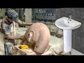 Ceramic washbasin  mass production in a factory  how wash basin are made in mega factory