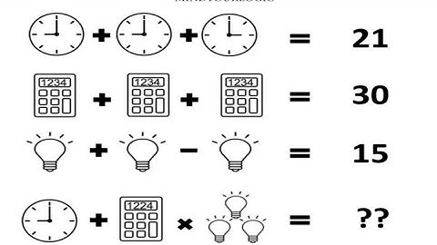 CLOCK, CALCULATOR & BULB MATH PUZZLE