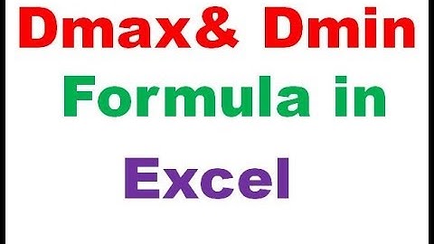 Dmax & Dmin Function Excel