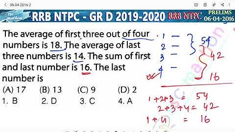 the average of first three out of four numbers is 18 the average of last three numbers is 14
