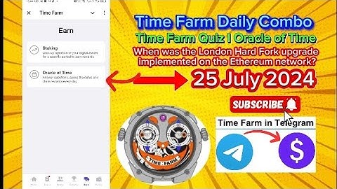 Time Farm Quiz 25/07/24 I When was the London Hard Fork upgrade implemented on the Ethereum network?