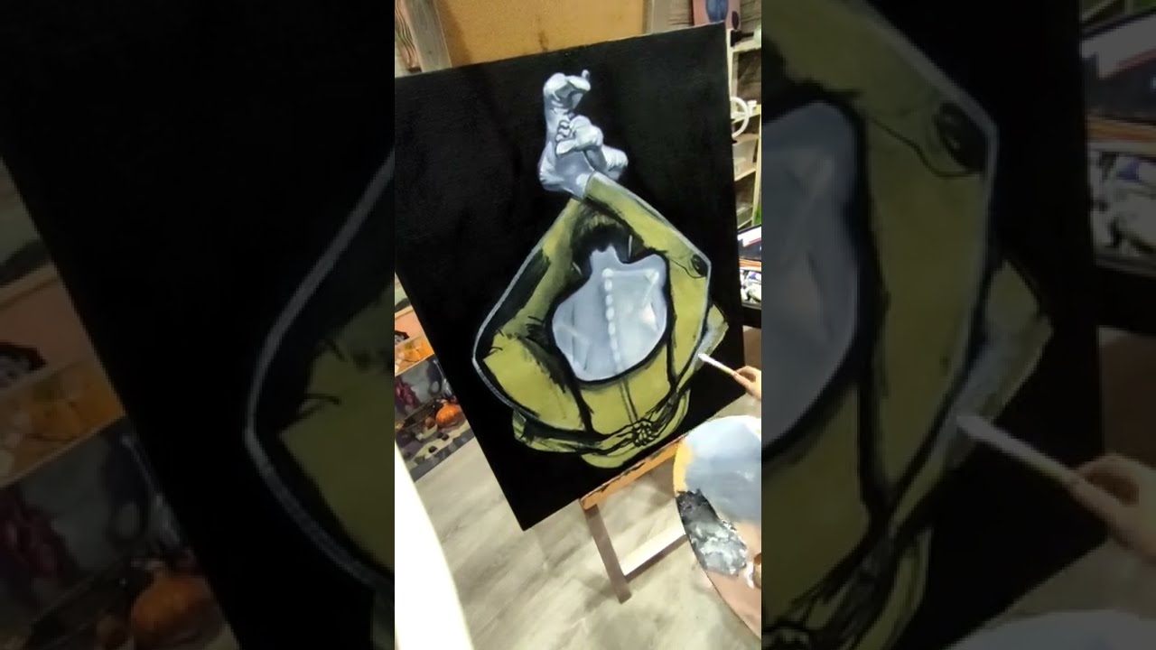 Process. Oil painting. Supta Kurmasana (Sleeping Turtle Pose)