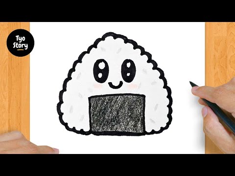 COMO DIBUJAR Onigiri KAWAII PASO A PASO - Dibujos kawaii faciles - How to  draw a Onigiri 