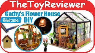 DIY Dollhouse Miniature Robotime Cathy's Flower House Greenhouse Unboxing Toy Review TheToyReviewer