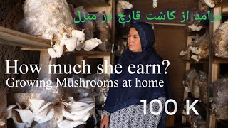 Bamyan woman earn money growing mushrooms at home در آمد خانم بامیانی از کاشت سمارق  در منزل