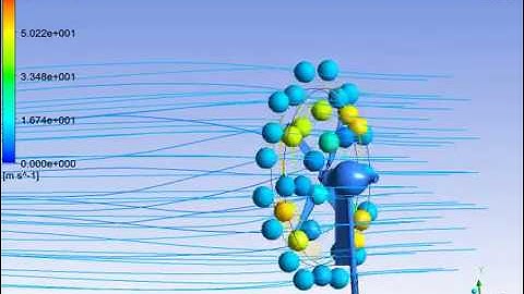 Wind Turbine - Air flow pattern by ANSYS CFD (HAW Hamburg Project)