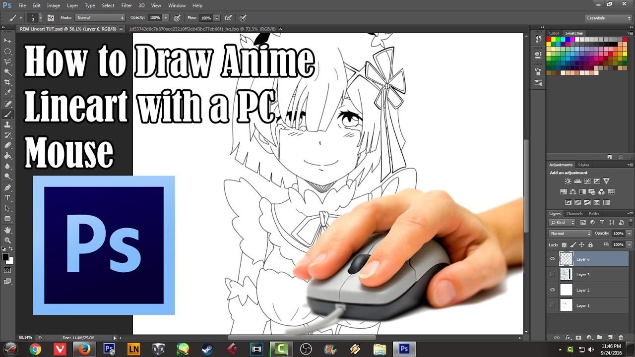  How to Draw  Anime  Lineart with a PC  Mouse Photoshop CS6 