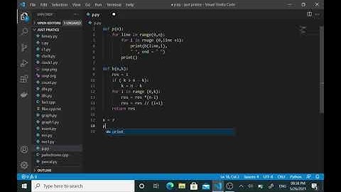 Pascal Triangle using Python || pascal