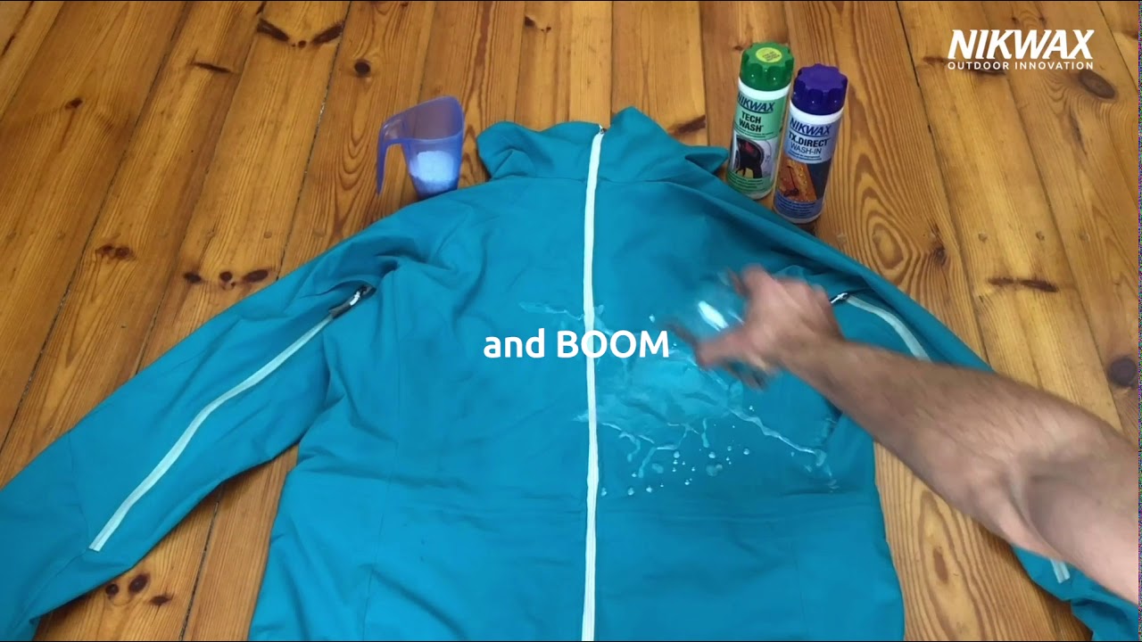 Nikwax Tech Wash and TX.Direct detergent - split waterproof jacket test - YouTube