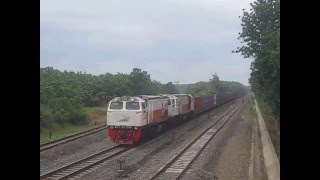 Ge Cm20Emp Double Traction Leading 60 Flatcars Coal Containers