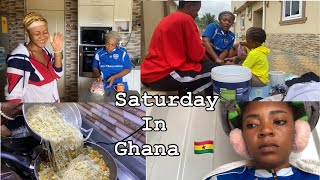 A typical Weekend in Ghana|| cook and clean Saturday routine in a Big home|| vlog2022