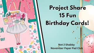 15 Fun Birthday Cards! | #KCC20 November Entry ✨ @Not2ShabbyShop Make a Wish Paper Pad + Ephemera