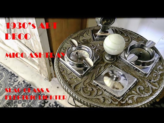 1930 ART DECO ashtray with SLAG GLASS Uranium by MICO. Thrift find