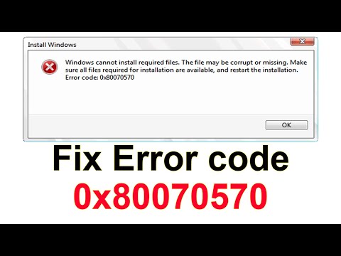حل مشكلة رسالة خطأ أثناء تثبيت ويندوز Fix Error Code 0x80070570