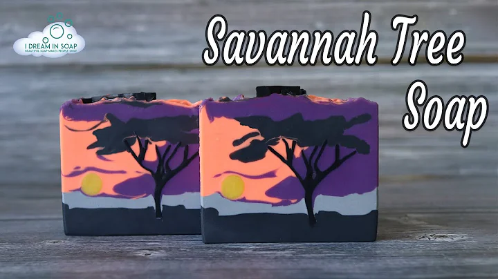 Savannah tree cold process soap making, landscape soap, soap dough embeds