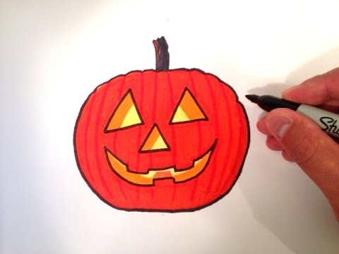 How to Draw a Jack O' Lantern Pumpkin - YouTube