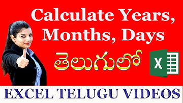Calculate the number of days, months, years between two dates in Excel Telugu