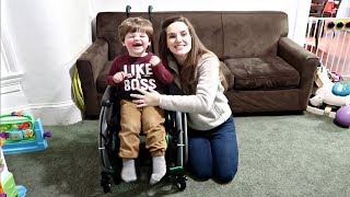 GRIFFIN'S NEW WHEELCHAIR AND DEVICES Angelman syndrome