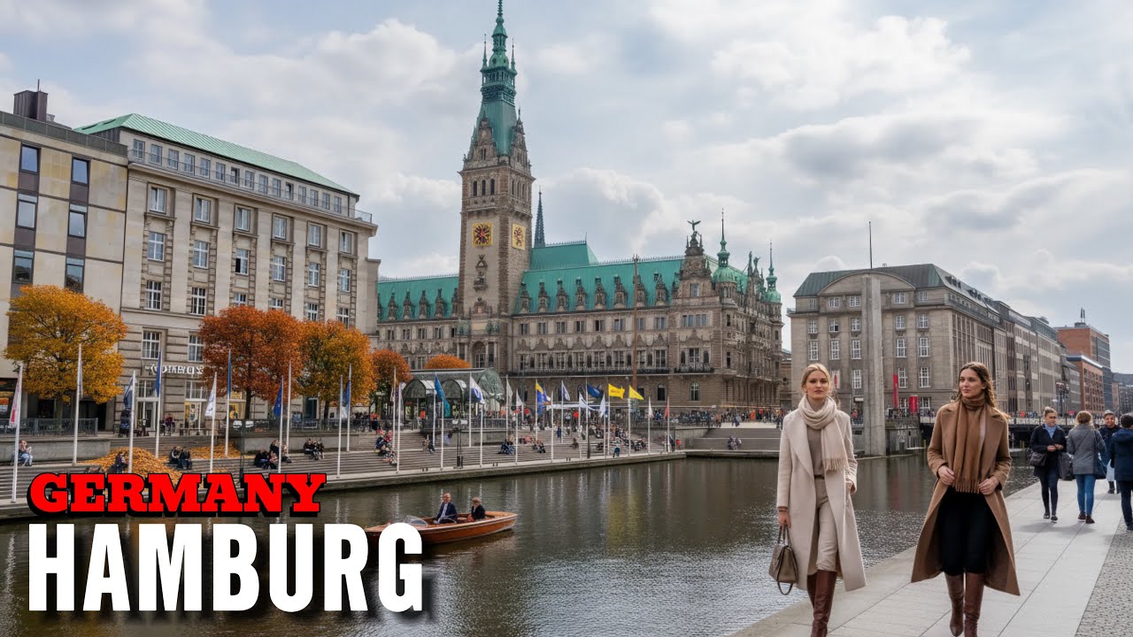 Гамбург, Германия 4К Исторический центр города | Пешеходная экскурсия