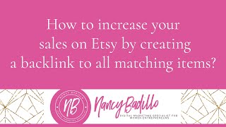How To Increase Your Sales On Etsy By Creating A Backlink To All Matching Items? Etsy Tutorial How To Increase Your Sales On Etsy By Creating A Backlink To All Matching Items? Etsy Tutorial