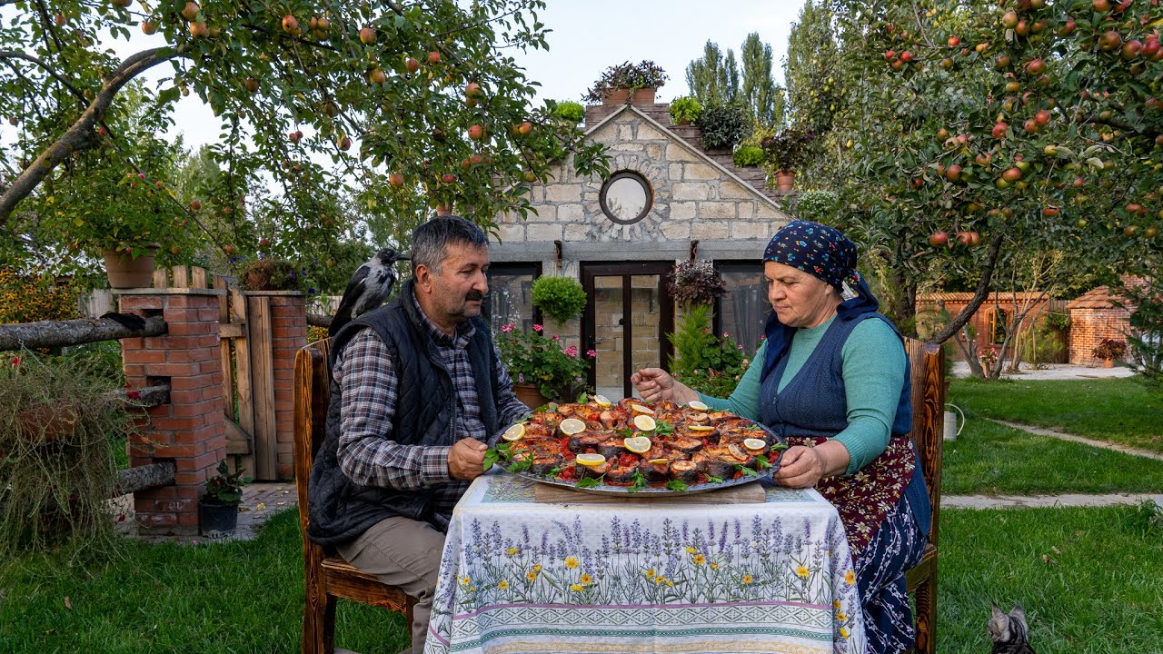 ⁣Cooking Wood Fired Fresh Trout with Garden Vegetables