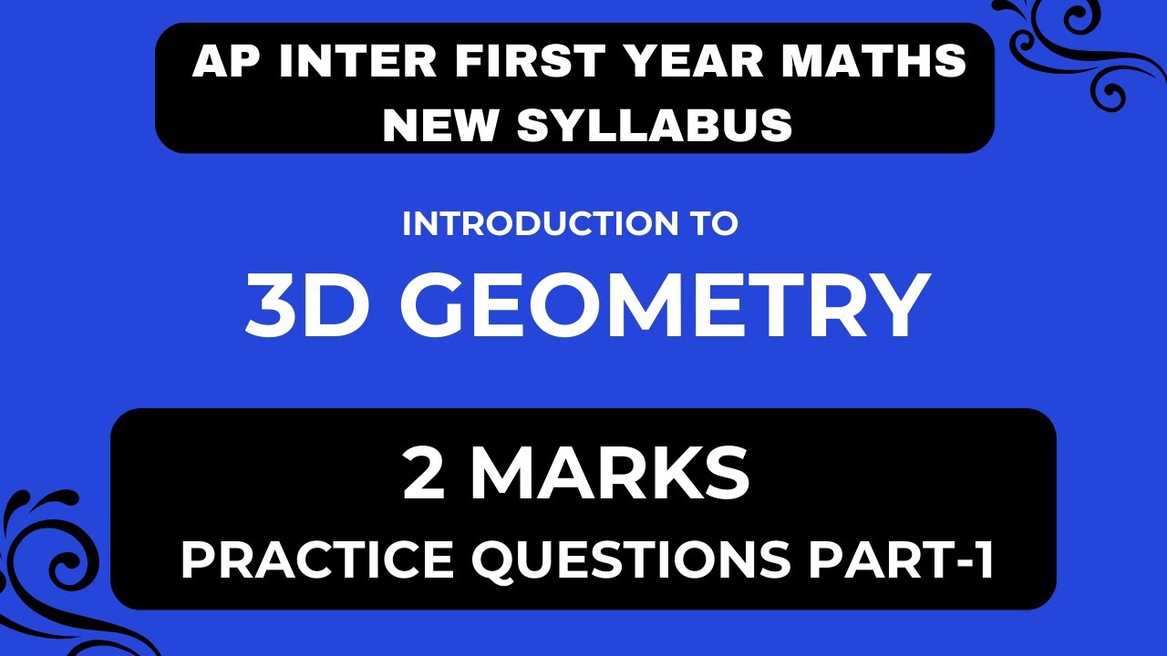 AP Inter First Year 3D Geometry Practice Questions Part -1(NEW Syllabus ...