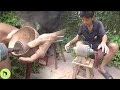 Make a coconut shell bowl to eat fruit