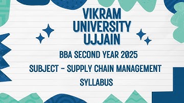Vikram University Ujjain BBA 2nd Year Subject - Supply Chain Management Syllabus #Viralvideo2025