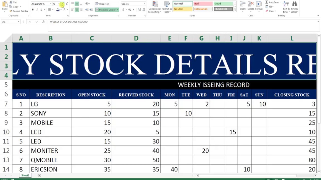 #23 How To Make Maintain Stocks Report In Ms Excel Throughout Stock Report Template Excel