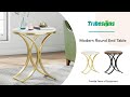 Tribesigns end table round sofa side table coffee table with gold metal frame  j0092