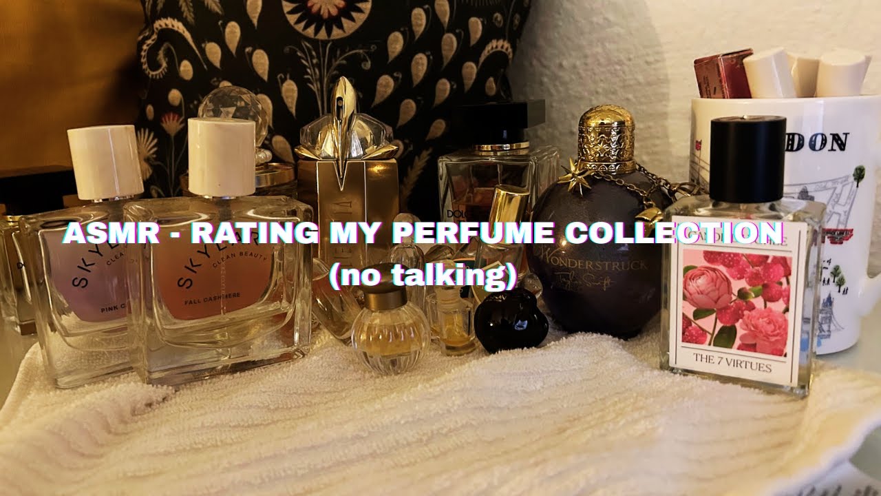 ASMR rating my perfume collection - cap & gentle glass sounds (lo-fi, no talking)