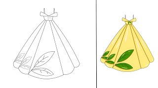 كيفية رسم فستان اصفر || رسم بنات ||رسم سهل||تعليم الرسم للمبتدئين How to draw a yellow dress