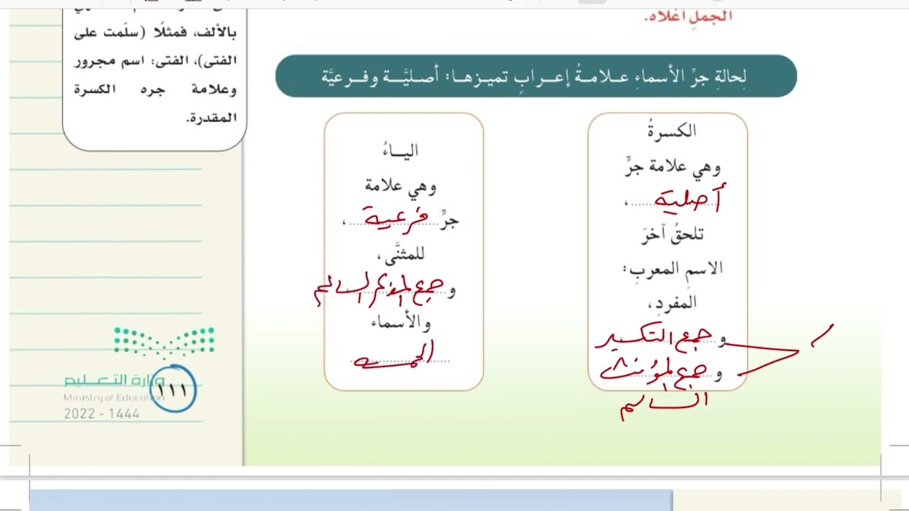 الجر بحرف الجر لغتي أول متوسط الفصل الدراسي الثاني