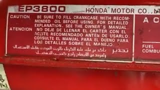Honda EP3800 Generator(specs below
