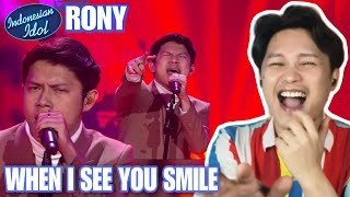 Rony - When I See You Smile (Bad English) Spektakuler Show 10 INDONESIAN IDOL 2023 REACTION