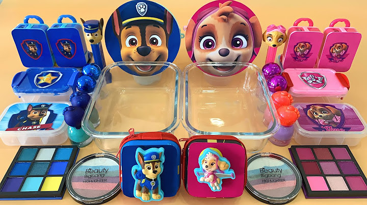 CHASE & SKYE PAW PATROL Mixing Makeup,Eyeshadow,Glitter,Clay Into Clear Slime | ASMR No Talking