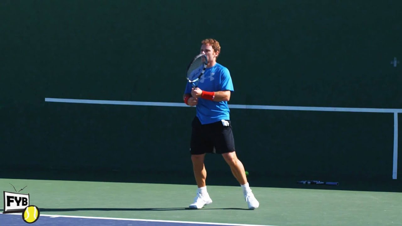 lessons review แปลว่า Michael Russell hitting forehands and backhands -- Indian Wells Pt. 01