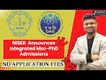 Niser integrated mscpprogram  biological science  no application fees niser msc p.