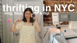THRIFT WITH ME IN NYC | vlog, haul, and simple flip 🧵 (spring 2023)