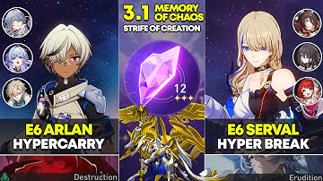 E6 Arlan Hypercarry & E6 Serval Hyper Break | Memory of Chaos 12 | Honkai Star Rail 3.1