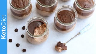 Creamy chocolate cheesecake jars topped with sugar-free dark ganache.
a delicious low-carb treat in just 15 minutes! full recipe:
https://ketodieta...